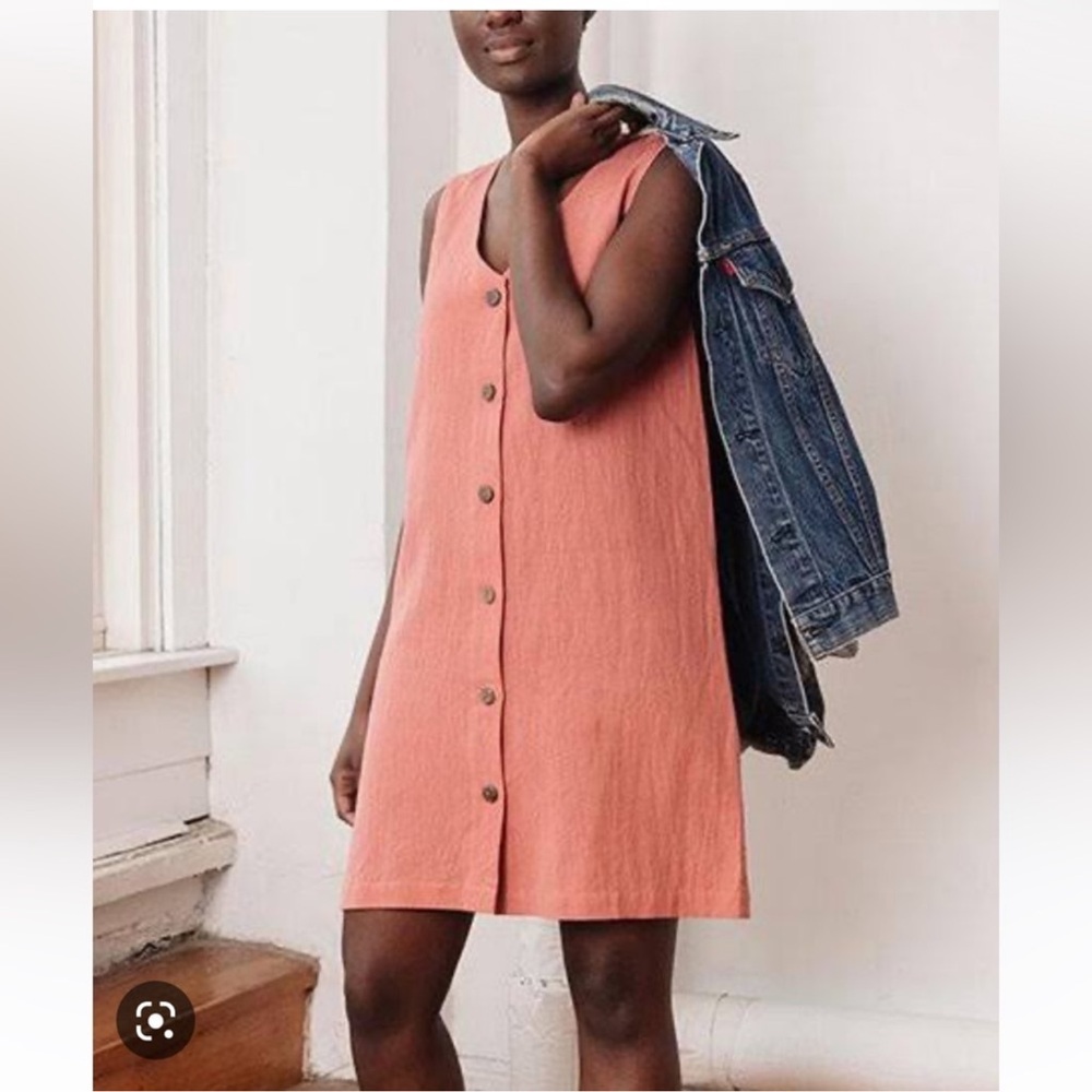 NWT Mata Traders Jacklyn Shift Dress Rose‎ Linen Button Front Sleeveless Size L